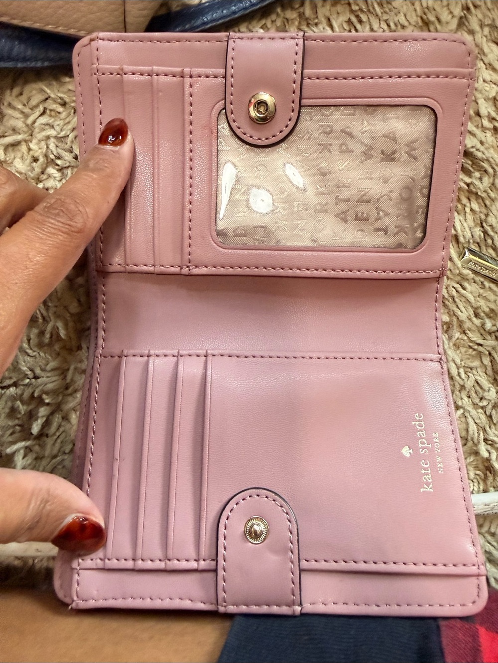 kate spade Mauve Pink Leather Snap Card Wallet